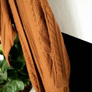 Burnt Orange Long Duster Knit Cardigan